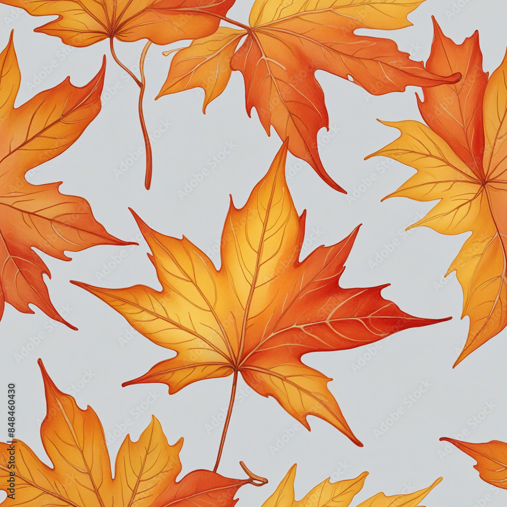 Fototapeta premium Colorful Maple Leaf Illustration for Autumn Nature Art
