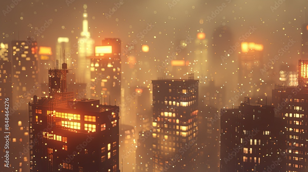 Fototapeta premium Soft-focus cityscape at dusk