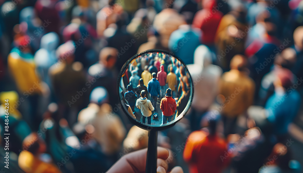 custom made wallpaper toronto digitalBusinessman is studying a crowd of people with a magnifying glass. Hr search candidates for work, staff recruiting