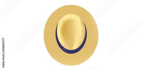 Top View Of Summer Beach Hat Vector Illustration.	