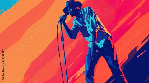 a man in a hat is singing into a microphone