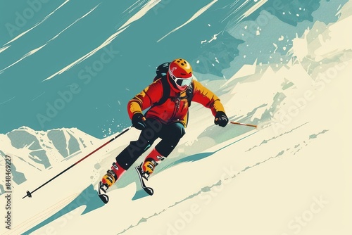 a skier is going down a mountain slope