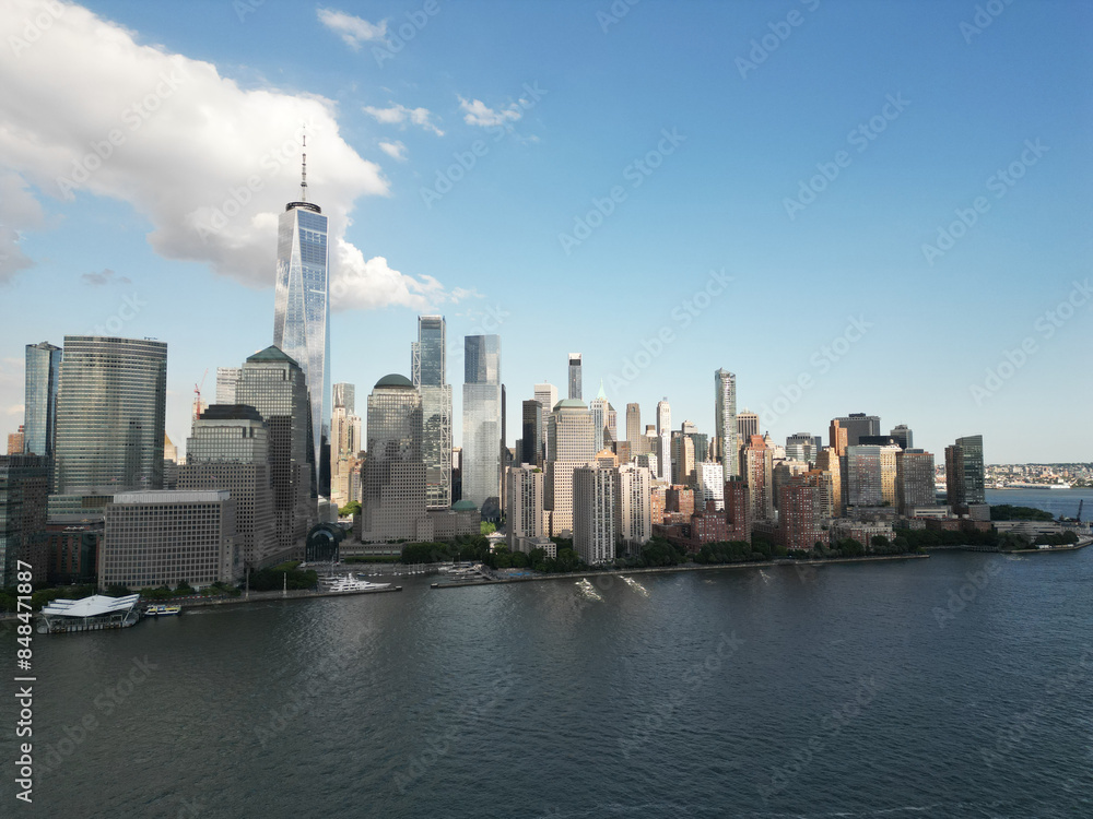 NYC, Drone view of the skyline of New York City. Manhattan. NYC, Drone view of the skyline of New York City. Manhattan.