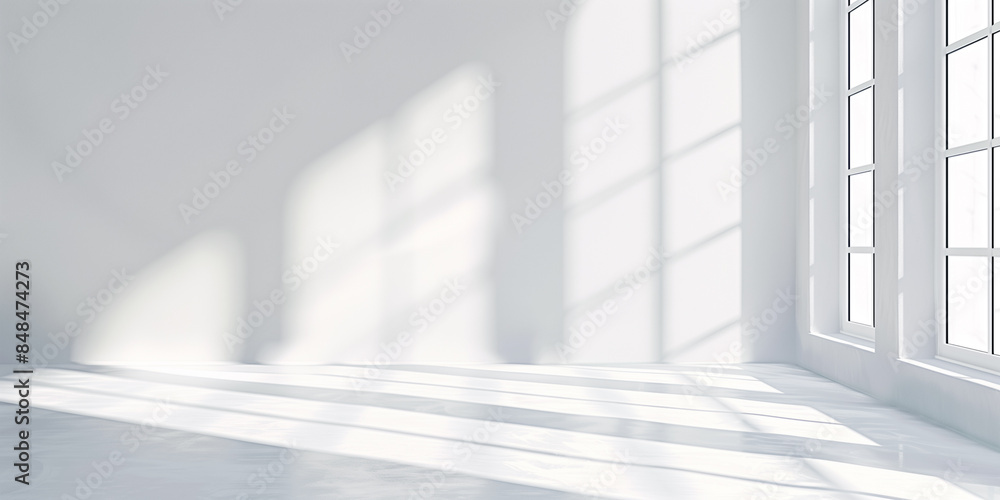 Fototapeta premium Abstract empty white room interior with shadow from the window