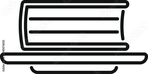 Simple line art illustration of a layered cake on a plate, perfect for food blogs, menus, and recipe websites
