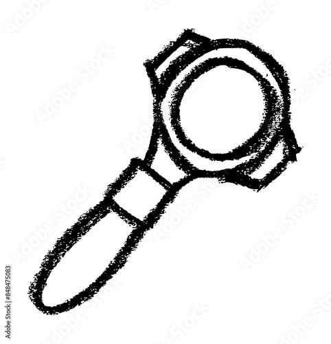 Coffee Portafilter Icon - Crayon Chalk Drawing