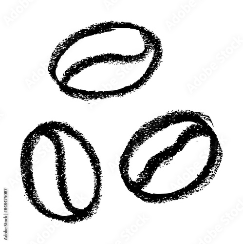 Coffee Beans Icon - Crayon Chalk Drawing
