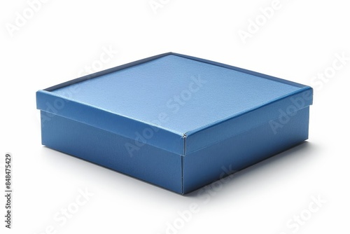 Blue square gift box with lid, perfect for packaging and presentation. Simple and elegant design for various occasions and purposes, white background