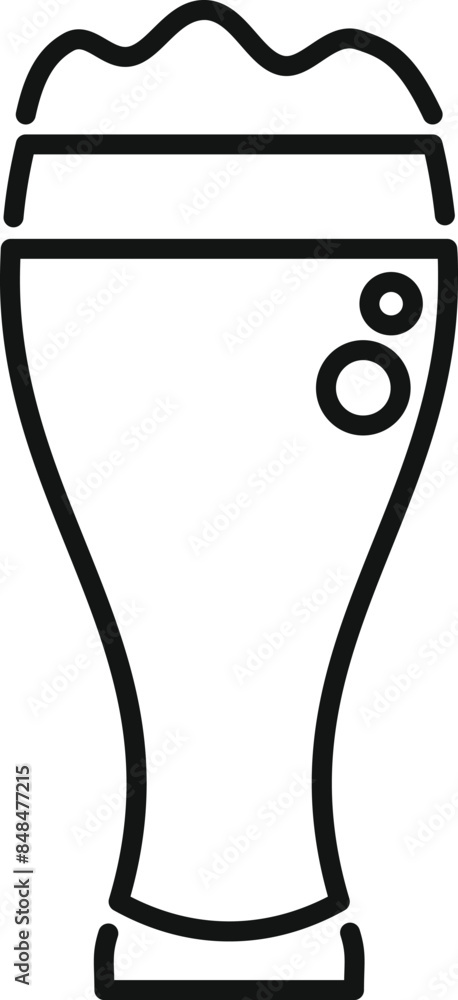 Simple line art icon of a tall beer glass with foam Simple line art icon of a tall beer glass with foam