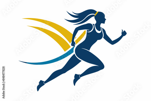 lady running silhouette vector illustration