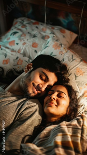 Indian couple relaxing together in room