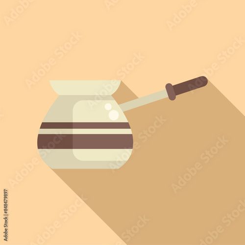 Traditional turkish coffee pot with a long handle, designed for brewing rich and flavorful coffee