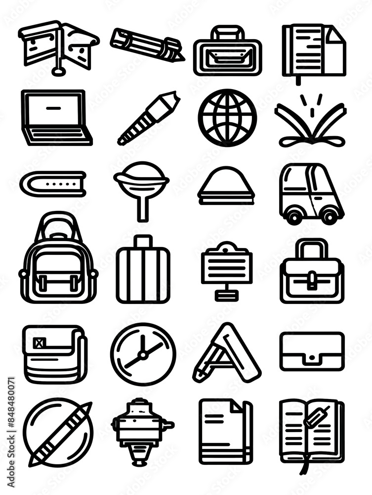 A collection of various items such as books, pens, and a globe A collection of various items such as books, pens, and a globe