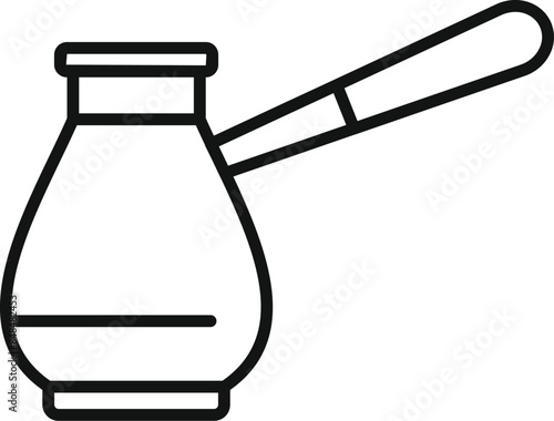 Simple line drawing of a turkish coffee pot with a long handle