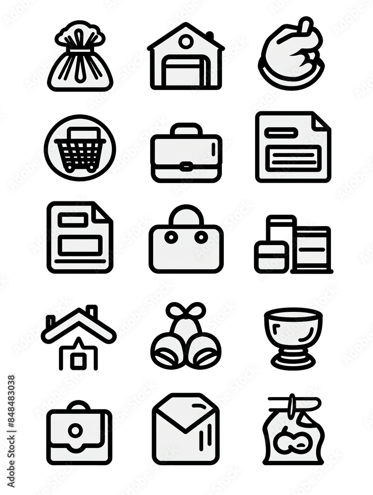 A collection of icons for various things, including a house, a clock A collection of icons for various things, including a house, a clock