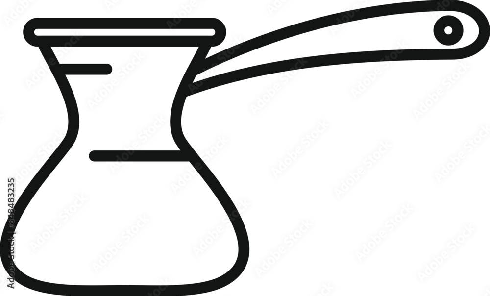 Outline icon of a cezve, a traditional turkish coffee pot, preparing a delicious hot drink Outline icon of a cezve, a traditional turkish coffee pot, preparing a delicious hot drink