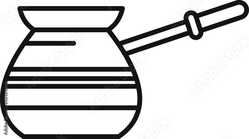 Traditional turkish coffee pot drawing with handle for making and serving hot drinks