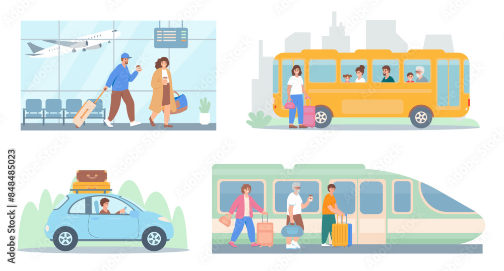 People travel by different modes of transport. Traveling by plane ...