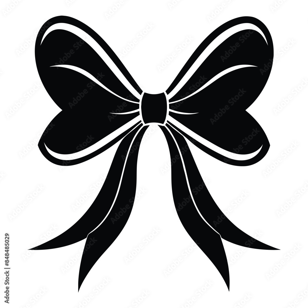 Elegant Black Silhouette Ribbon Bow Vector Design for Fashion and Craft Projects Elegant Black Silhouette Ribbon Bow Vector Design for Fashion and Craft Projects