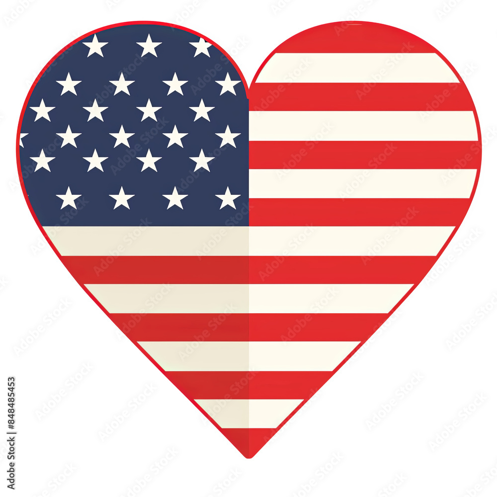 American flag heart, fourth of July holiday illustration, isolated on transparent background American flag heart, fourth of July holiday illustration, isolated on transparent background