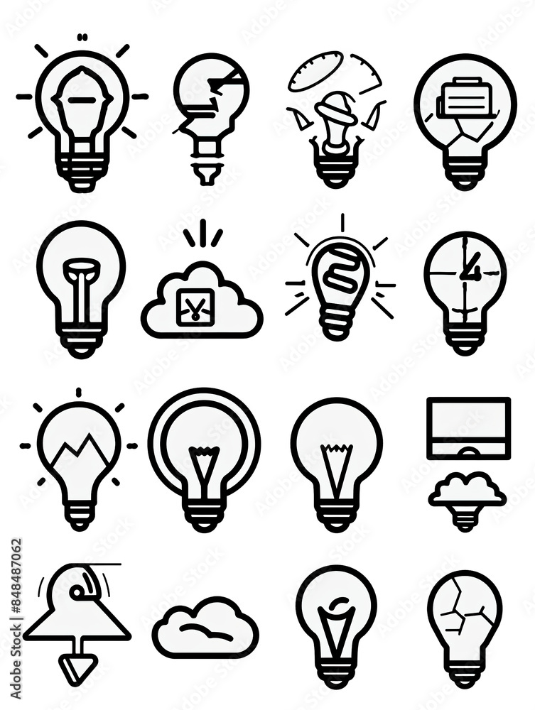A collection of icons that represent different ideas and concepts A collection of icons that represent different ideas and concepts