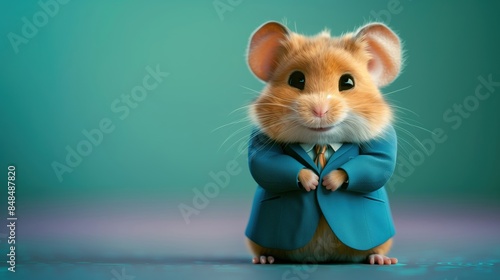 Cute Hamster in a Suit. Adorable Rodent Dressed in Formal Attire.