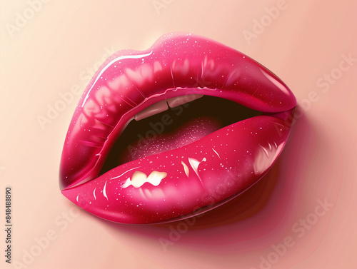 glamorous shiny pink lips