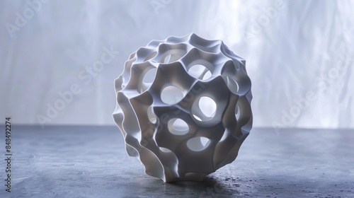 A white sphere with a lot of holes in it photo