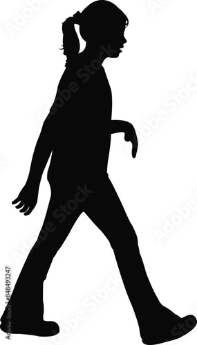 walking girl silhouette vector 