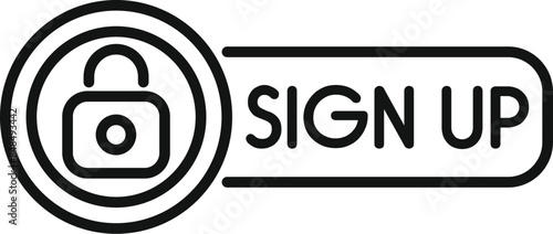 Minimalist sign up button with lock icon showing secure registration process