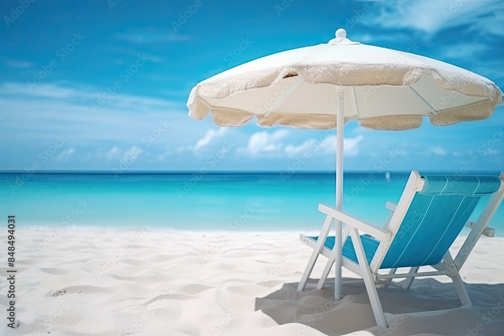 two chairs on sunny beach by the sea, vacations concept two chairs on sunny beach by the sea, vacations concept