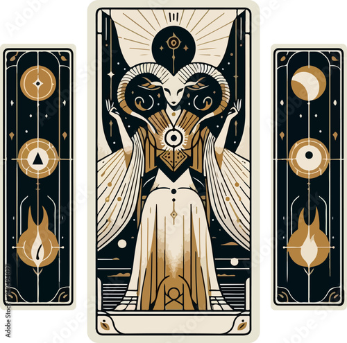 black and white minimalistic illustration of tarot card