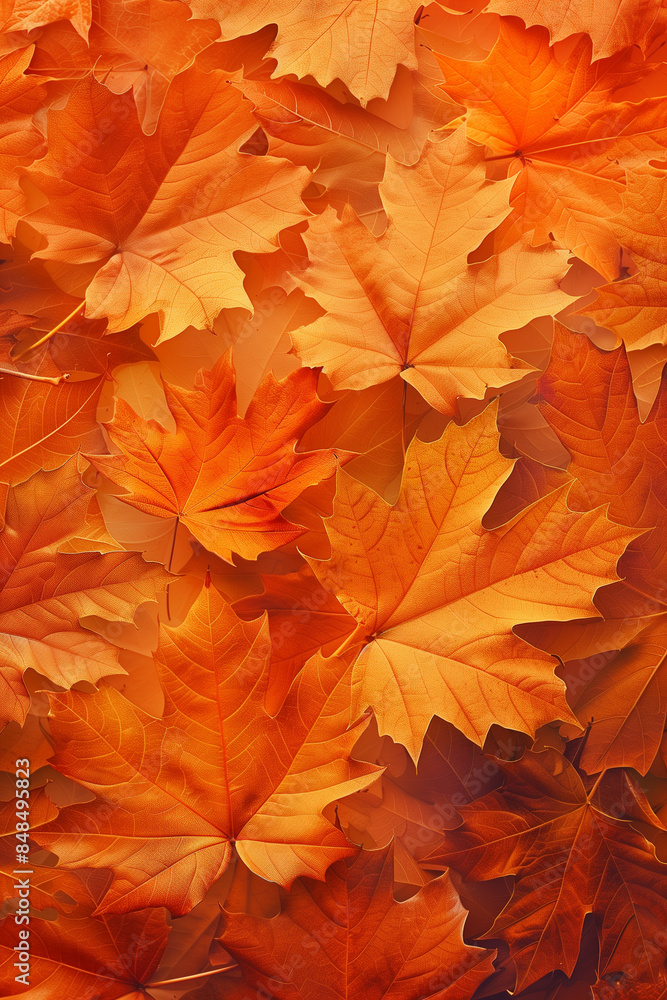 Autumn Leaves Background. Seasonal Fall Leaves backdrop. Autumnal natural wallpaper. Orange maple leaves. Photo realistic combosition Autumn Leaves Background. Seasonal Fall Leaves backdrop. Autumnal natural wallpaper. Orange maple leaves. Photo realistic combosition