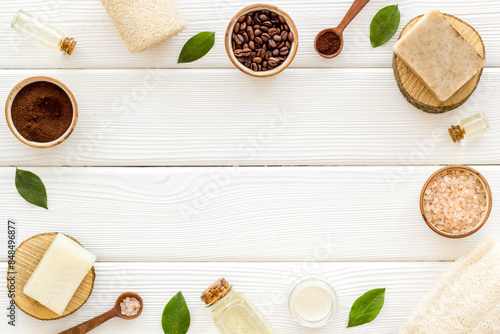 Wallpaper Mural Frame of organic spa body care cosmetic with coffee soap and scrub Torontodigital.ca