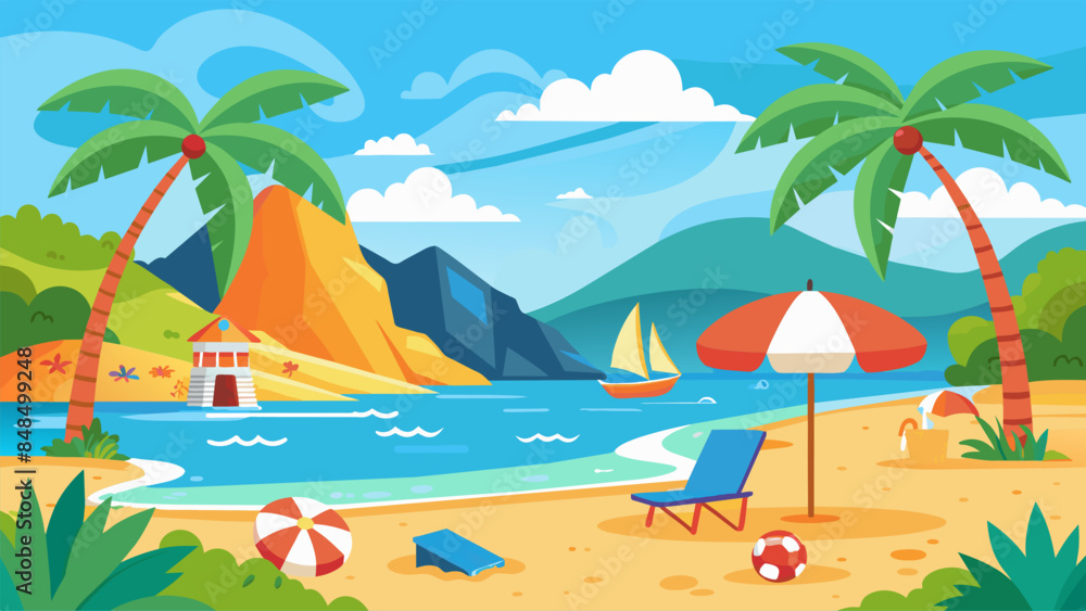 Obraz premium Beach Design Banner With Hello summerBeach Design Banner With Hello summer