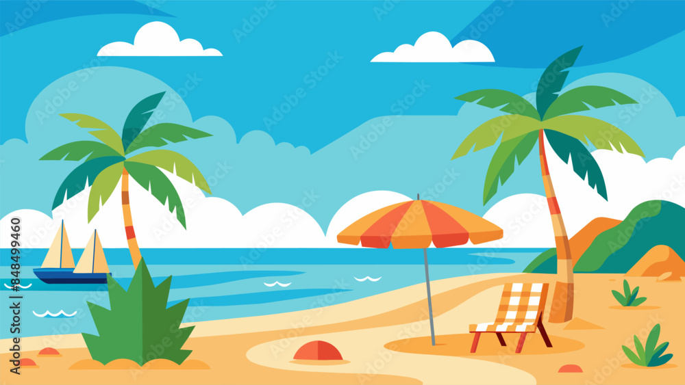 Beach Design Banner With Hello summerBeach Design Banner With Hello summer