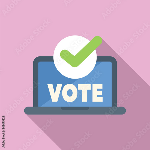 Online voting system showing verified vote on a laptop screen, concept of e voting and digital democracy