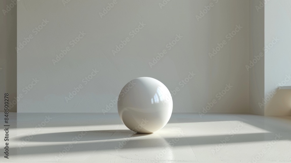 A white ball is sitting on a white floor A white ball is sitting on a white floor
