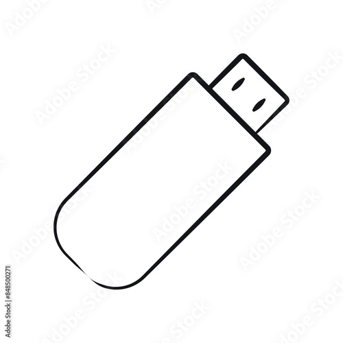 Sketch of USB flash drives isolated. Contour technologies. Linear office facility. Pencil drawing of object on white background. Vector illustration