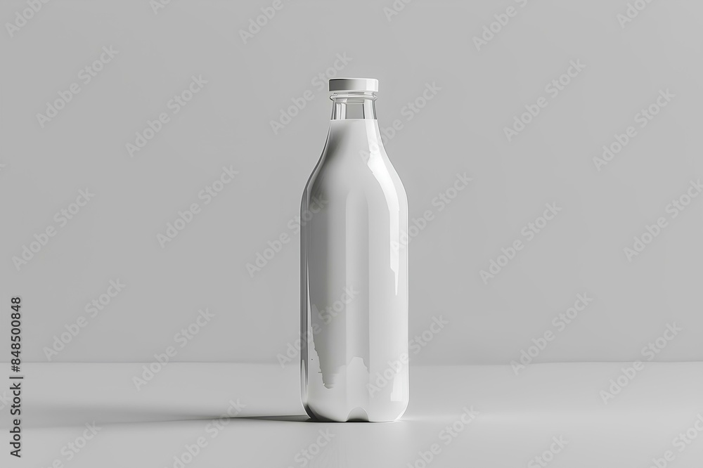 A bottle of milk sitting on a table A bottle of milk sitting on a table