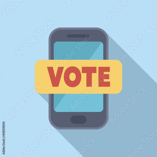 Smartphone showing vote sign for online voting and election, digital technologies