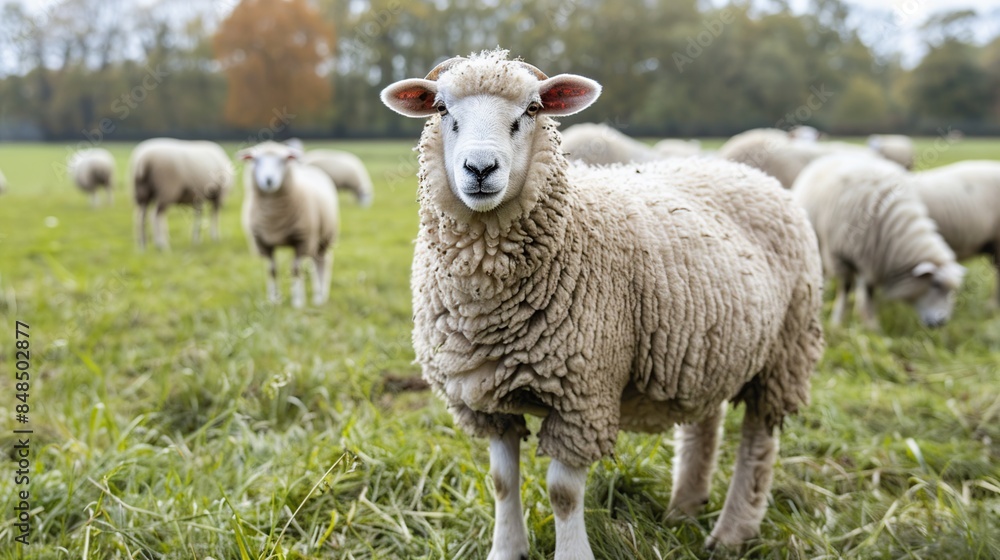 Sheep in the pasture country side in midlands. Generative Ai Sheep in the pasture country side in midlands. Generative Ai