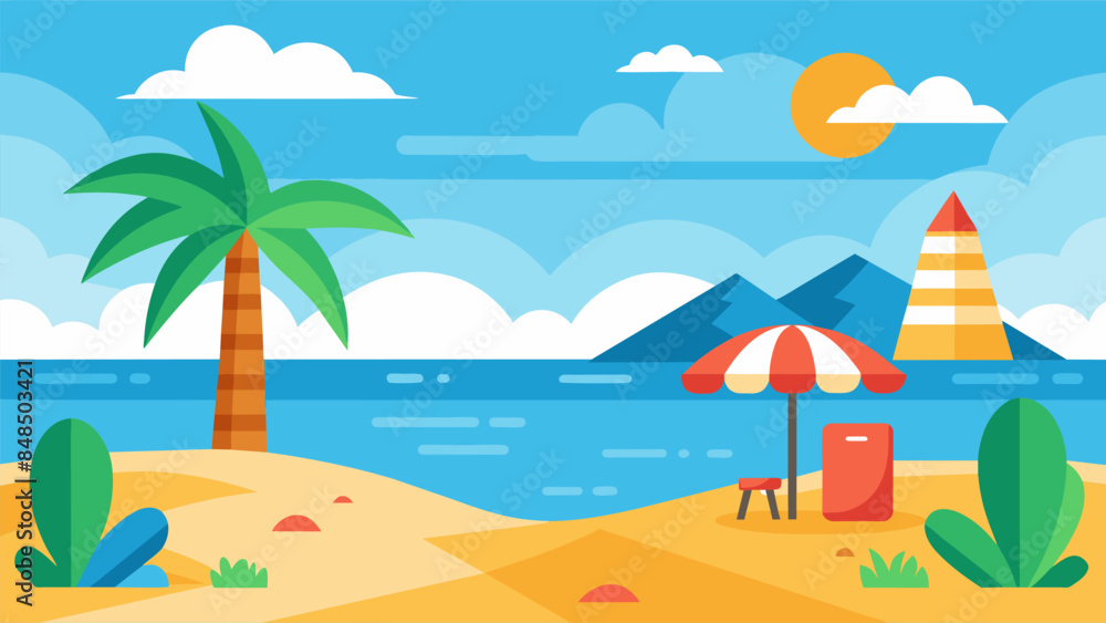 Obraz premium Summer beach scene banner design background