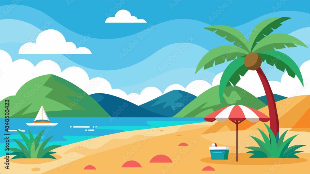 Obraz premium Summer beach scene banner design background