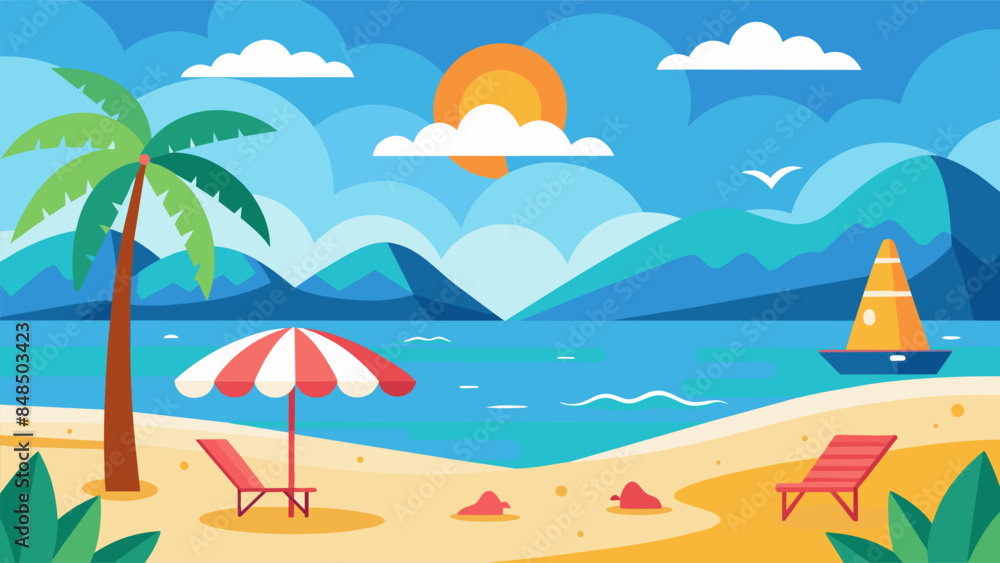 Summer beach scene banner design background Summer beach scene banner design background