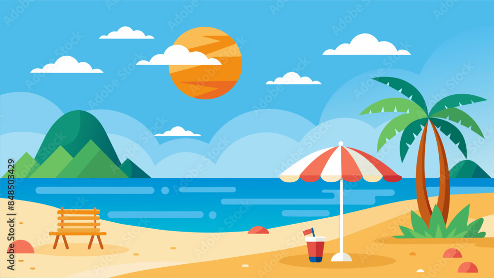 Obraz premium Summer beach scene banner design background
