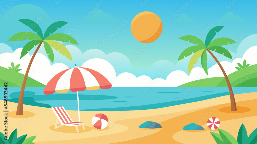 Obraz premium Summer beach scene banner design background