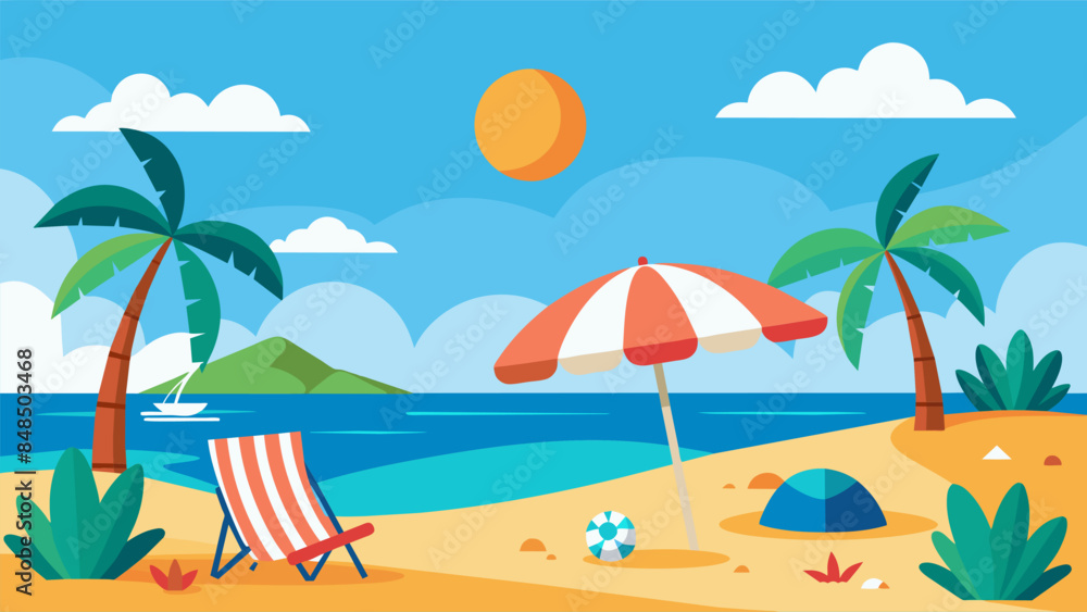 Obraz premium Summer beach scene banner design background