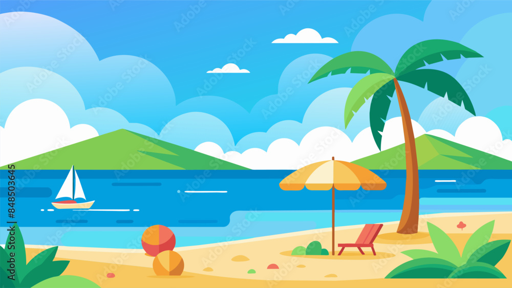 Obraz premium Summer beach scene banner design background