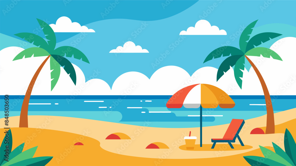 Obraz premium Summer beach scene banner design background